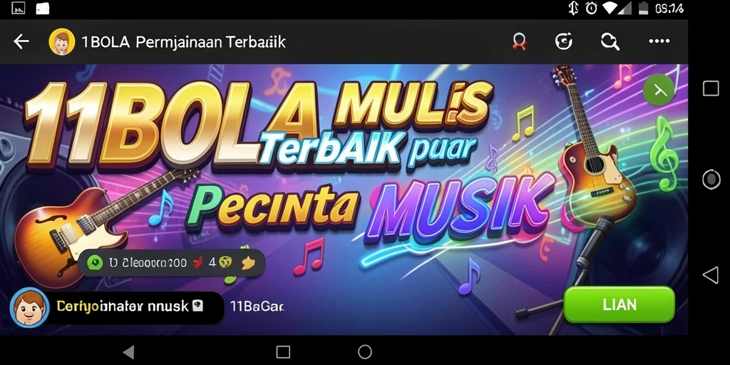 Screenshot utama 11BOLA menampilkan gameplay seru di dunia musik.