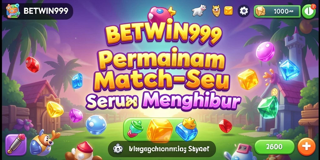 Tampilan gameplay seru Match-3 BETWIN999 dengan grafis cerah.