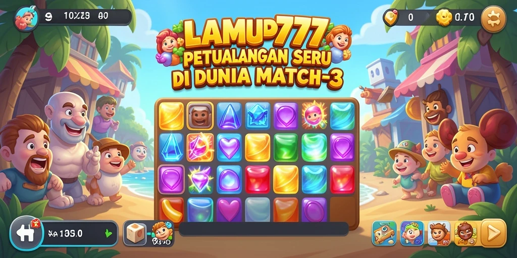 Menampilkan gameplay menantang dari LAMPU777 dengan lampu berwarna-warni.