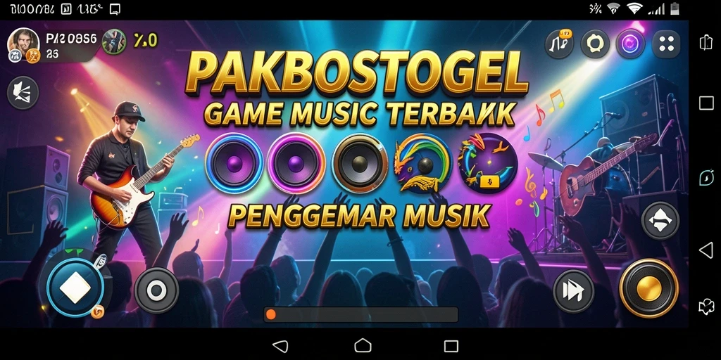 Screenshot gameplay PAKBOSTOGEL menampilkan berbagai lagu dan tantangan seru.